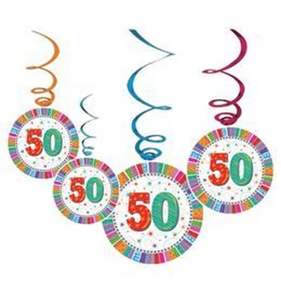 Radiant 50-es Szülinapi Parti Függő Dekoráció - 6 db-os