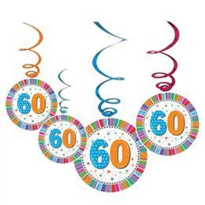 Radiant 60-as Szülinapi Parti Függő Dekoráció - 6 db-os