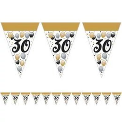 Elegáns 30-as Számos Szülinapi Léggömbös Parti Zászlófüzér - 5 m