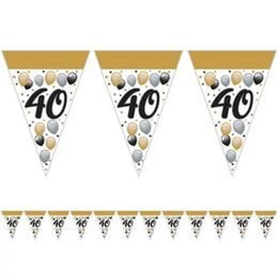 Elegáns 40-es Számos Szülinapi Léggömbös Parti Zászlófüzér - 5 m