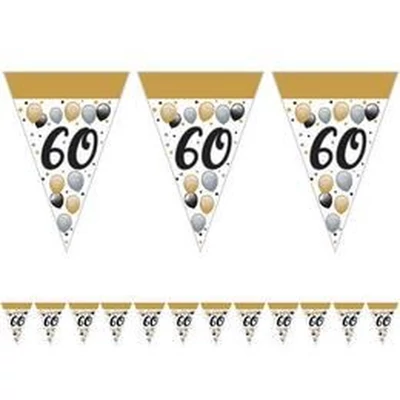 Elegáns 60-as Számos Szülinapi Léggömbös Parti Zászlófüzér - 5 m