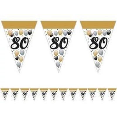 Elegáns 80-as Számos Szülinapi Léggömbös Parti Zászlófüzér - 5 m