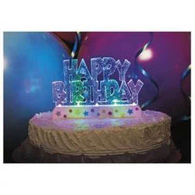 Világító Happy Birthday Feliratos Szülinapi Tortadísz