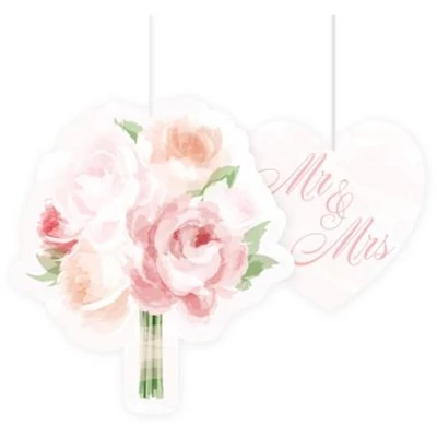 Esküvői rózsák függő dekoráció - 5 db