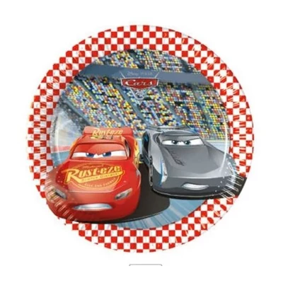 Disney Cars 3, Verdák Papírtányér 8 db-os 19,5 cm