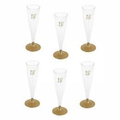 18-as Arany Szülinapi Parti Pezsgőspohár - 14 cl-es, 6 db-os