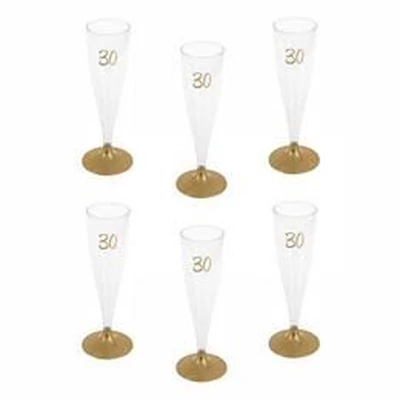 30-as Arany Szülinapi Parti Pezsgőspohár - 14 cl-es, 6 db-os