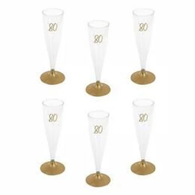 80-as Arany Szülinapi Parti Pezsgőspohár - 14 cl-es, 6 db-os