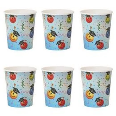 Mosolygó Arcok Parti Papír Pohár Ballagásra - 250 ml, 6 db-os