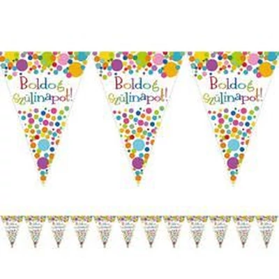 Boldog Szülinapot! Színes Konfettis Parti Zászlófüzér - 5 m