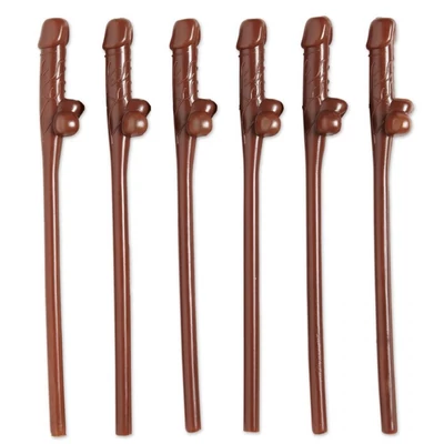 Szívószál Lánybúcsúra Csokibarna Színű 6 Db-Os