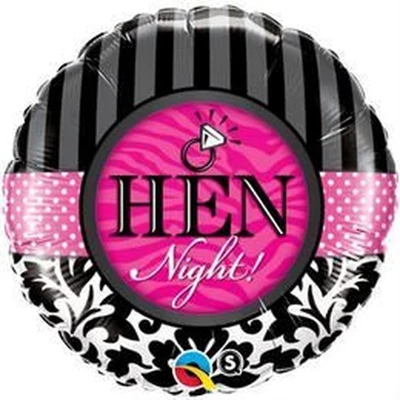 18 inch-es Hen Night! Damask & Stripes Fólia Lufi Lánybúcsúra