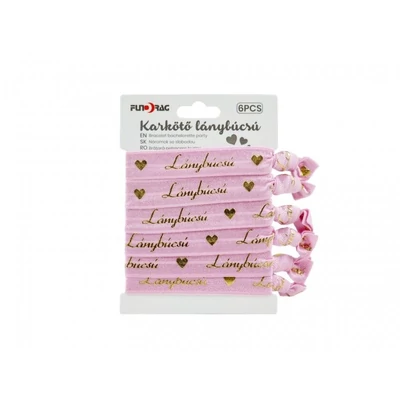 Karkötő lánybúcsú rózsaszín/arany 6db