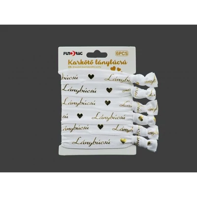 Karkötő lánybúcsú fehér/arany 6db