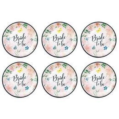 Bride to Be Flowers Lánybúcsú Parti Tányér - 18 cm, 6 db-os