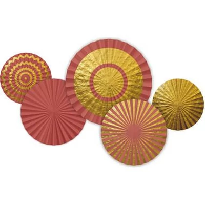 Papírlegyezők/Rozetták Golden Dusk - 5 db