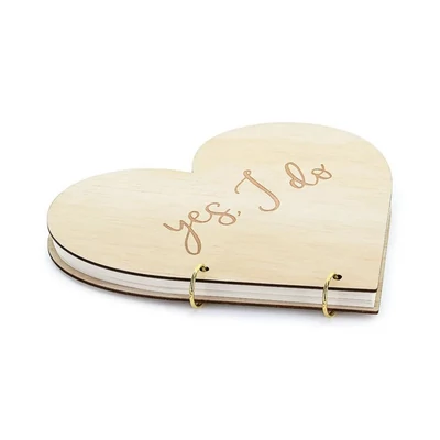 Fából készült vendégkönyv - Szív, 26,5x25 cm