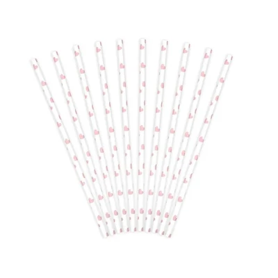 Papír szívószálak, világos rózsaszín arany, 19,5 cm