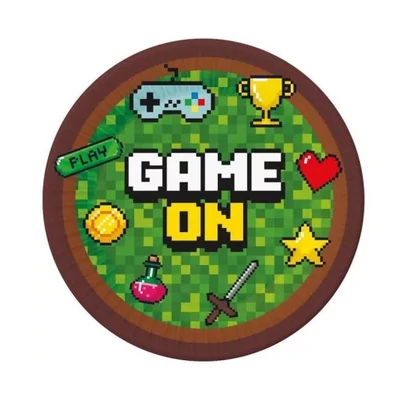 Game On papírtányér 6 db-os 23 cm