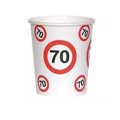 70-es Számos Sebességkorlátozó Szülinapi Papír Parti Pohár - 250 ml, 6 db-os