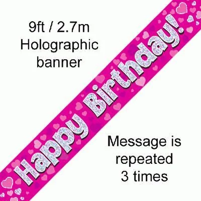 Banner - Pink - Happy Birthday Felirat