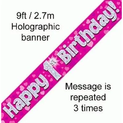 Banner - Pink - 01st Birthday Felirat