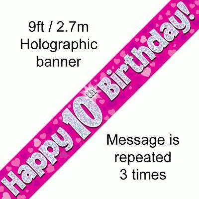 Banner - Pink - 10th Birthday Felirat