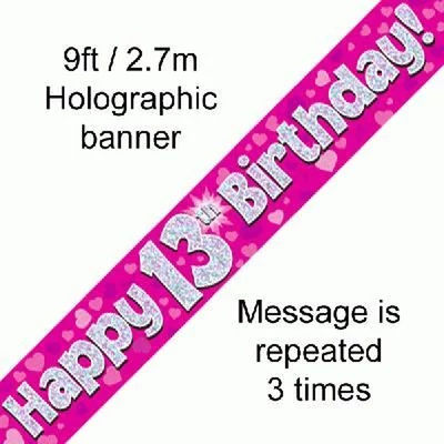Banner - Pink - 13th Birthday Felirat