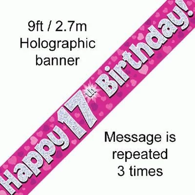 Banner - Pink - 17th Birthday Felirat