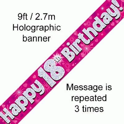 Banner - Pink - 18th Birthday Felirat