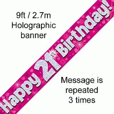 Banner - Pink - 21st Birthday Felirat