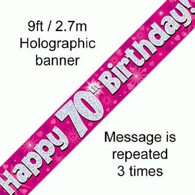Banner - Pink - 70th Birthday Felirat