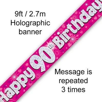 Banner - Pink - 90th Birthday Felirat