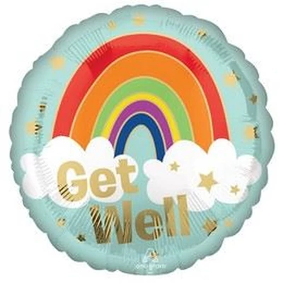 18 inch-es Jobbulást - Get Well Golden Rainbow Fólia Lufi