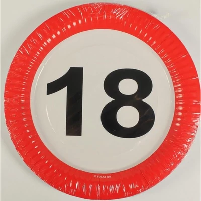 Papírtányér - Sebességkorlátozós, 18-as, 10db-os 23cm