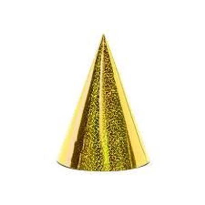 Parti csákó - Holografikus arany, 6 darab/csomag, 16 cm