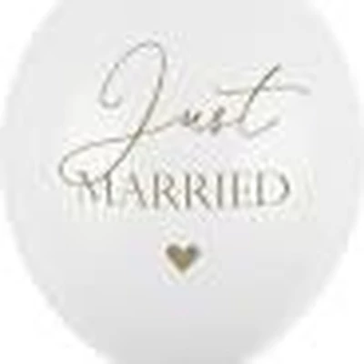 Latex léggömb - Just married, 6 db-os
