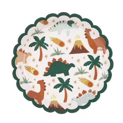 Tányér - Dínó mintás 18x18cm 6db/csomag