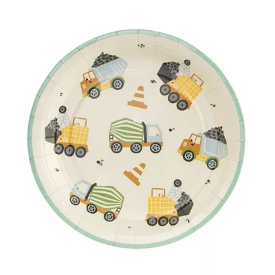 Tányér - Építkezés, járművek 6 darab/csomag 18x18cm