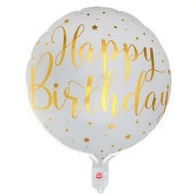 18 inch-es Happy Birthday White Gold Szülinapi Fólia Lufi