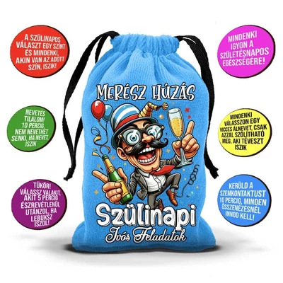 Merész húzás - Szülinapi ivós feladatok (kék)