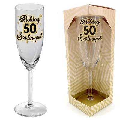 Pezsgős Pohár - Boldog 50. Szülinapot - 50. Szülinapi Ajándék