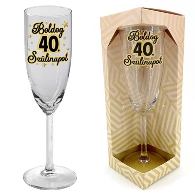 Pezsgős Pohár - Boldog 40. Szülinapot - 40. Szülinapi Ajándék