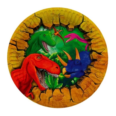 Papírtányér - Dínós, 8 db-os, 23 cm-es