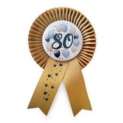 Kitűző - Arany Szalagos 80-as Elegáns Léggömbös Szülinapi Számos Parti kitűző