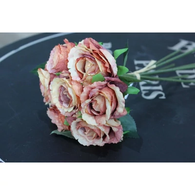 Narancsssárga művirág csokor - 7 rózsából, 30 cm