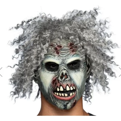 Latex maszk - Őrült zombi, hajjal