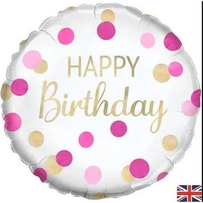 Happy Birthday rózsaszín arany konfetti 45,7 cm