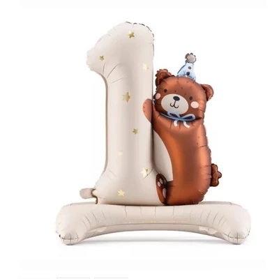 Első születésnap fólia lufi maci 81x72cm Levegővel fújható