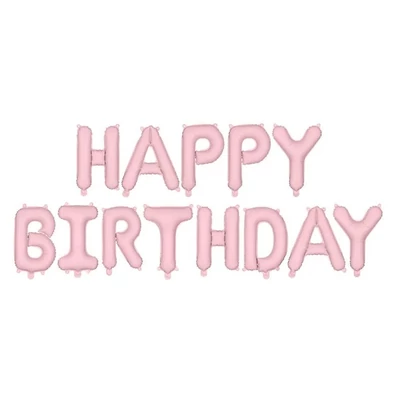 Fólia lufi "Boldog születésnapot", 340x35cm, rózsaszín Levegővel